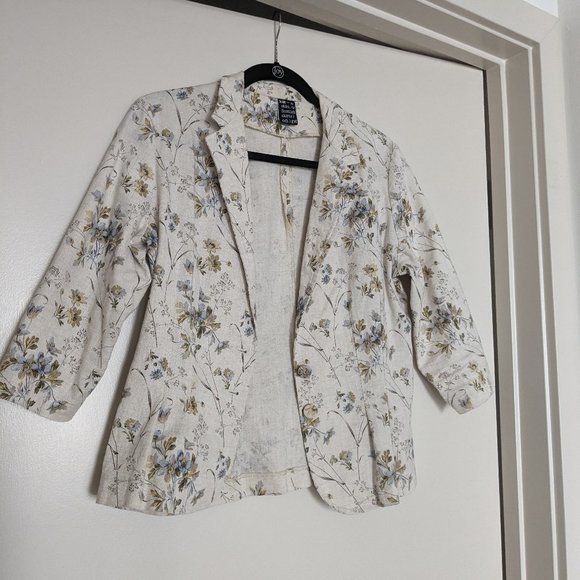 KILT New Zealand Brand Cotton Linen Floral Print Blazer (Size: 14) - Picture 1 of 7